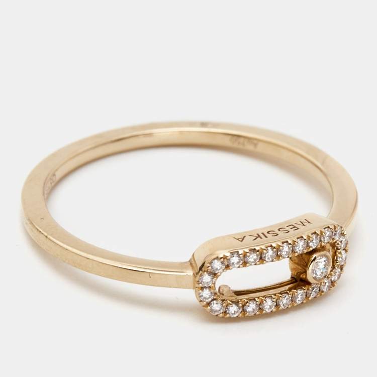 Pre Owned Messika Move Uno Diamond 18k Rose Gold Ring Size 53