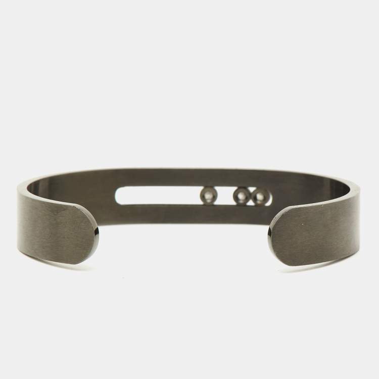 Pre Owned Messika Move Titanium Graphite Diamond Open Cuff Bracelet M
