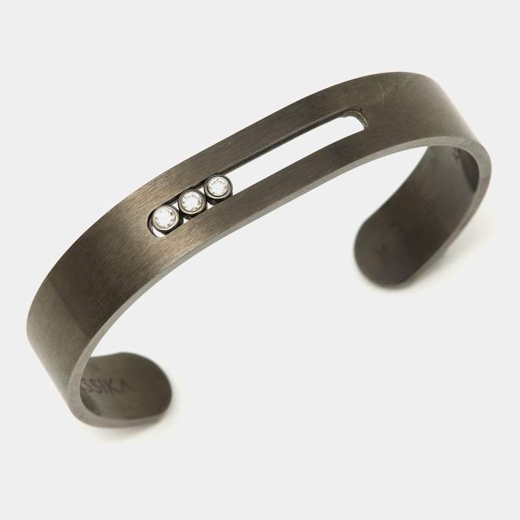 Pre Owned Messika Move Titanium Graphite Diamond Open Cuff Bracelet M