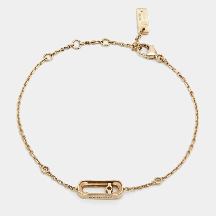 Pre Owned Messika Move Uno Diamond 18k Yellow Gold Bracelet