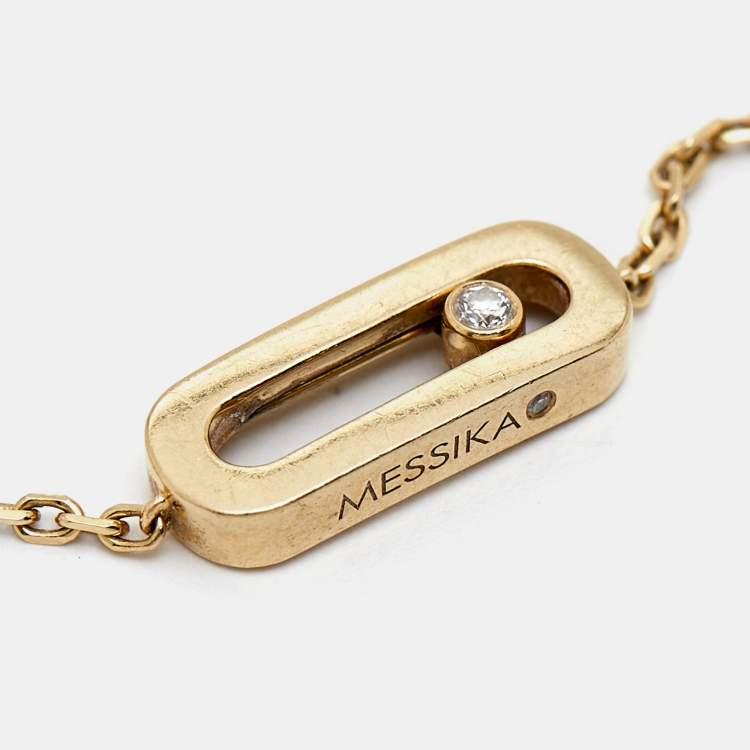 Pre Owned Messika Move Uno Diamond 18k Yellow Gold Bracelet