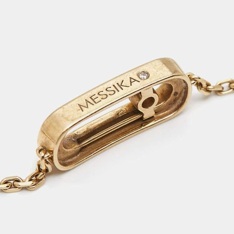 Pre Owned Messika Move Uno Diamond 18k Yellow Gold Bracelet