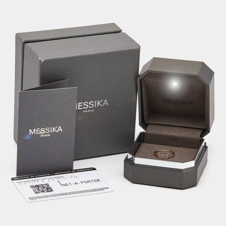 Pre Owned Messika Move Uno Diamond 18k Rose Gold Ring Size 54