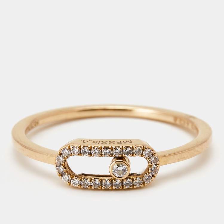 Pre Owned Messika Move Uno Diamond 18k Rose Gold Ring Size 54
