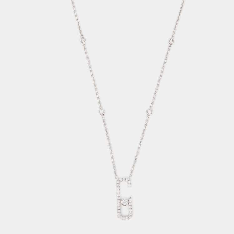 Pre Owned Messika Move Addiction Pavé  Diamond 18K White Gold Necklace