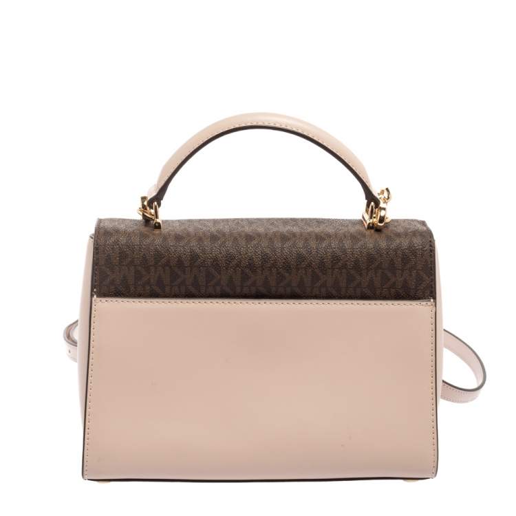 Pre Owned Michael Kors Pink/Brown Leather Sloan Shoulder Bag