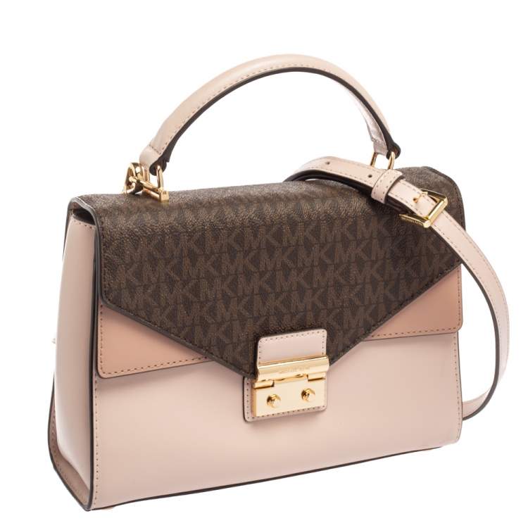 Pre Owned Michael Kors Pink/Brown Leather Sloan Shoulder Bag