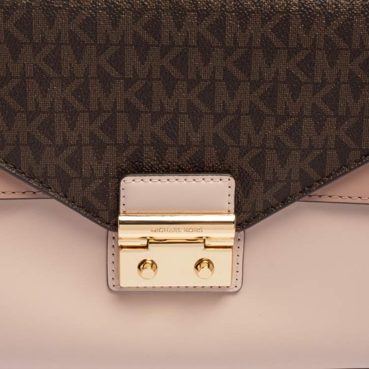 Pre Owned Michael Kors Pink/Brown Leather Sloan Shoulder Bag
