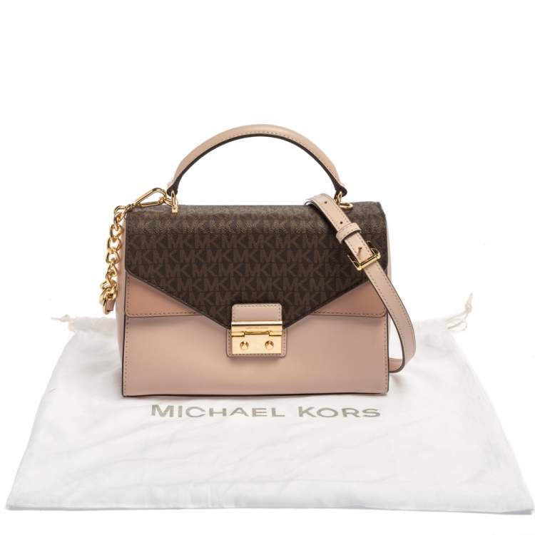 Pre Owned Michael Kors Pink/Brown Leather Sloan Shoulder Bag