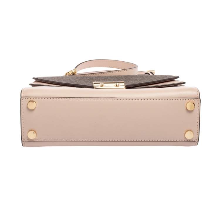 Pre Owned Michael Kors Pink/Brown Leather Sloan Shoulder Bag