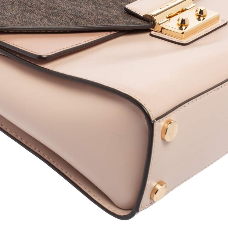 Pre Owned Michael Kors Pink/Brown Leather Sloan Shoulder Bag