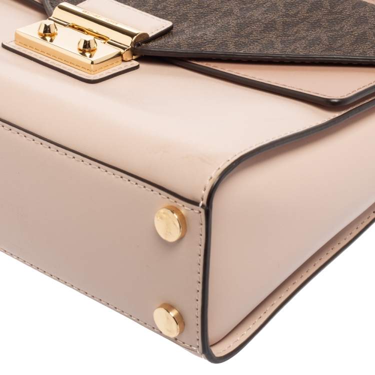 Pre Owned Michael Kors Pink/Brown Leather Sloan Shoulder Bag