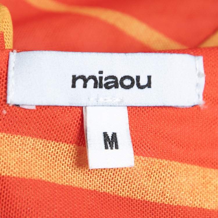 Pre Owned Miaou Orange Abstract Print Knit Sleeveless Corset Blouse M