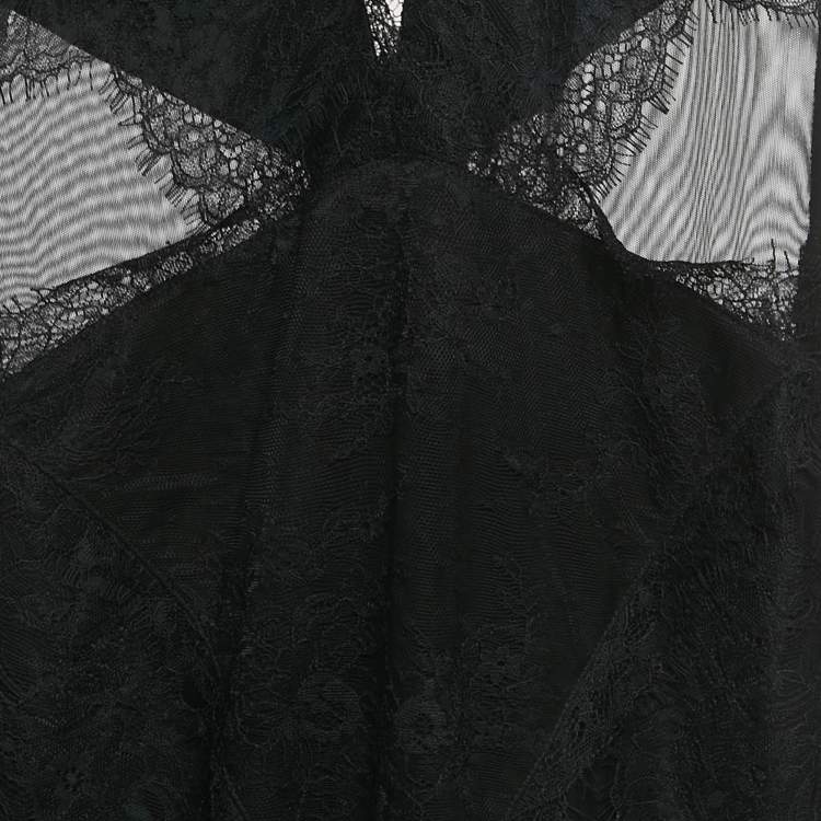 Pre Owned فستان شفاف دانتيل وشبكة مايكل كوستيلو إكس ريفولف أسود xx صغير