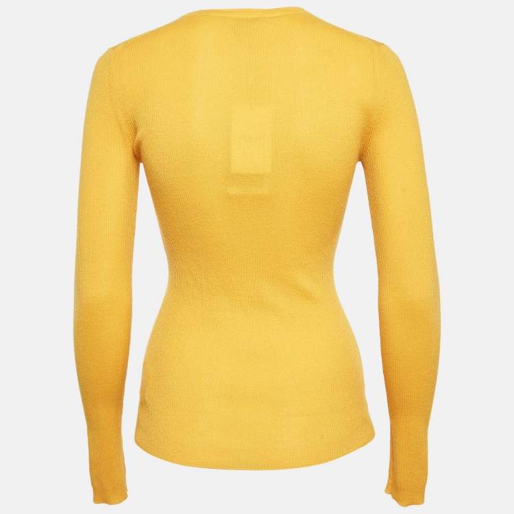 Pre Owned Michael Kors Lemon Yellow Cashmere Knit Jumper S