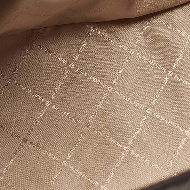 Pre Owned Michael Kors Two Tone Brown Signature Coated Canvas Large Gilly Tote