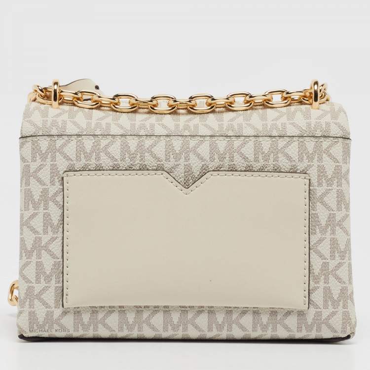 مملوكة مسبقًا Michael Kors Cream Signature Coated Canvas and Leather Small Cece Shoulder Bag