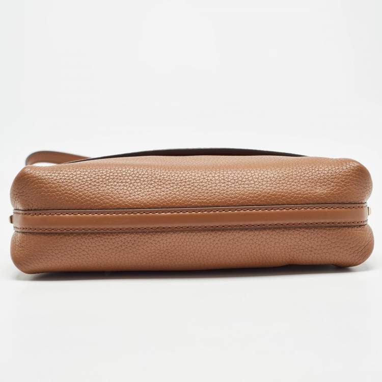 Pre Owned Michael Kors Brown Leather Brooklyn Flap Shoulder Bag