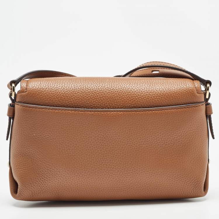 Pre Owned Michael Kors Brown Leather Brooklyn Flap Shoulder Bag