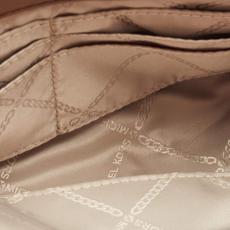 Pre Owned Michael Kors Brown Leather Brooklyn Flap Shoulder Bag