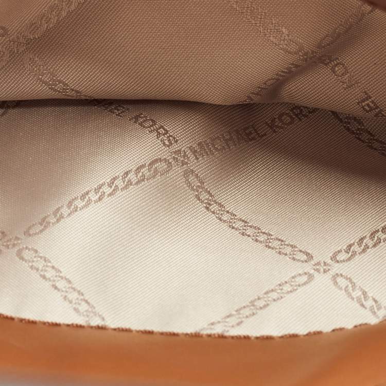 Pre Owned Michael Kors Brown Leather Brooklyn Flap Shoulder Bag