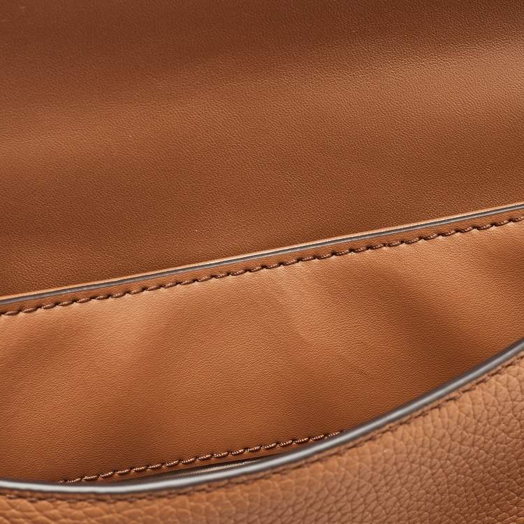 Pre Owned Michael Kors Brown Leather Brooklyn Flap Shoulder Bag