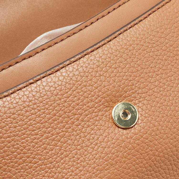 Pre Owned Michael Kors Brown Leather Brooklyn Flap Shoulder Bag