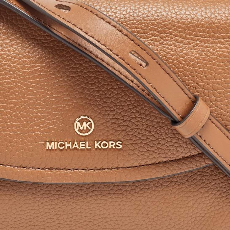 Pre Owned Michael Kors Brown Leather Brooklyn Flap Shoulder Bag