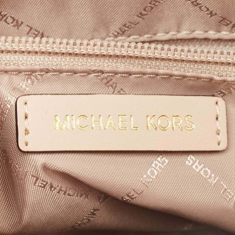 Pre Owned Michael Kors Pink Leather Large Arlo Tote