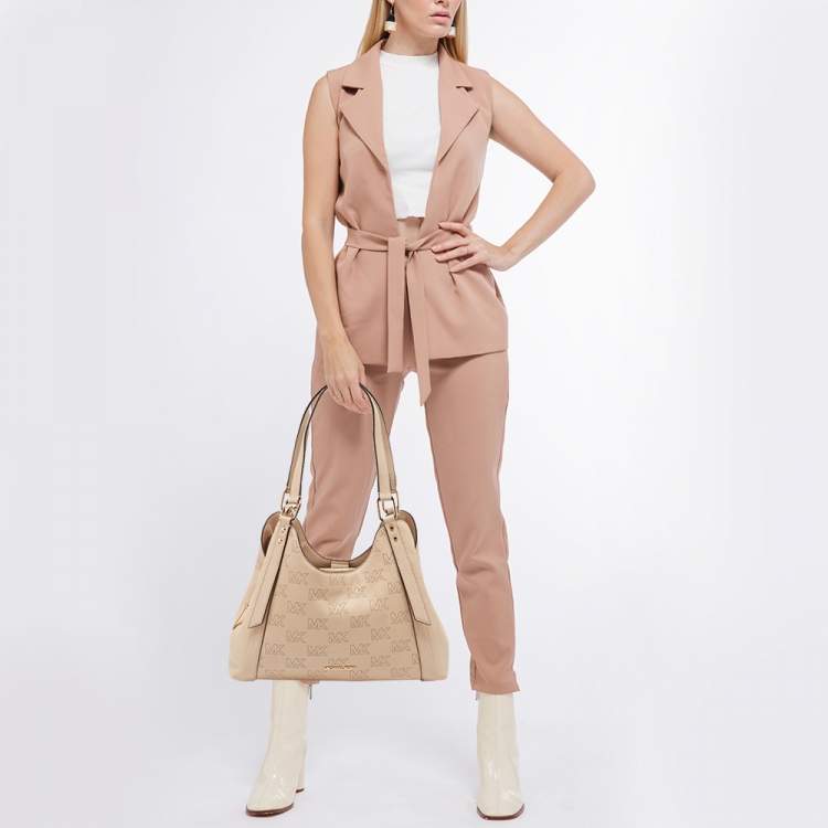 Pre Owned Michael Kors Pink Leather Large Arlo Tote