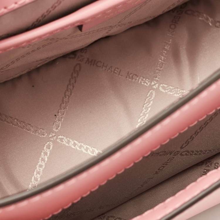 Pre Owned Michael Kors Pink Leather Large Heather Shoulder Bag