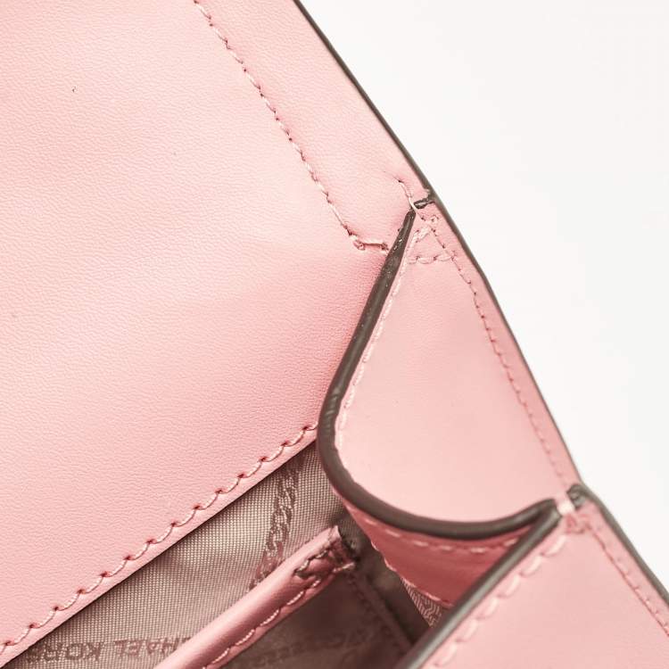 Pre Owned Michael Kors Pink Leather Large Heather Shoulder Bag