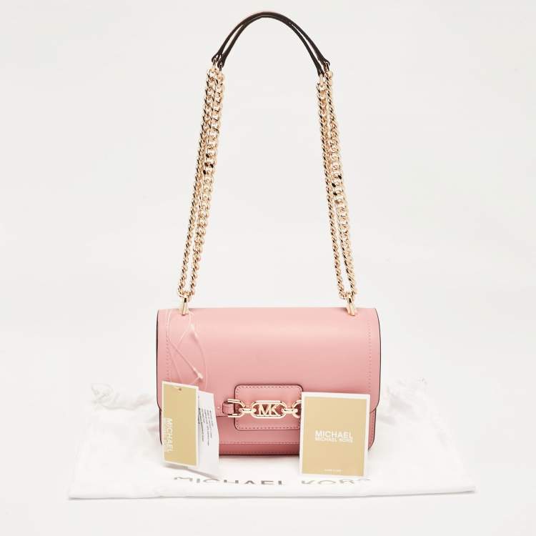 Pre Owned Michael Kors Pink Leather Large Heather Shoulder Bag