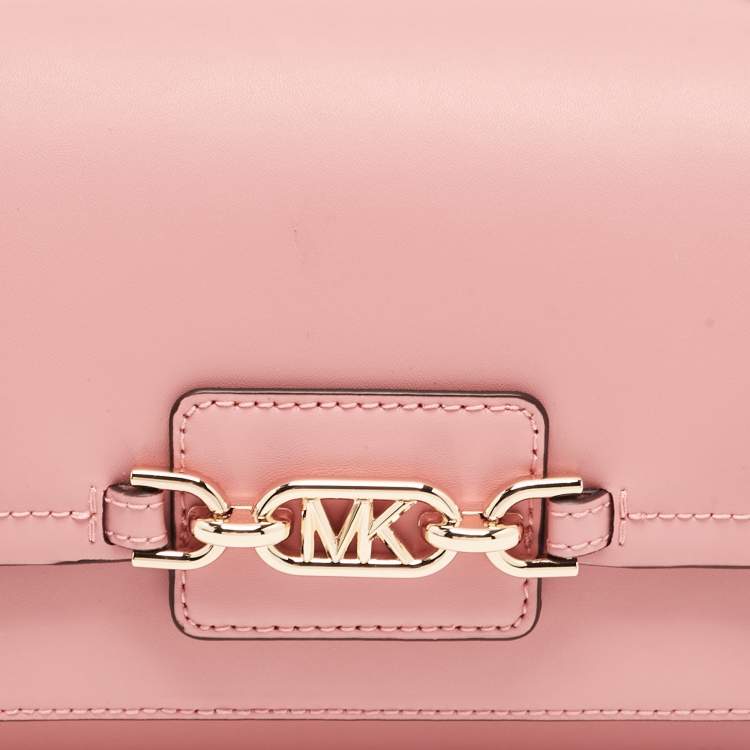 Pre Owned Michael Kors Pink Leather Large Heather Shoulder Bag