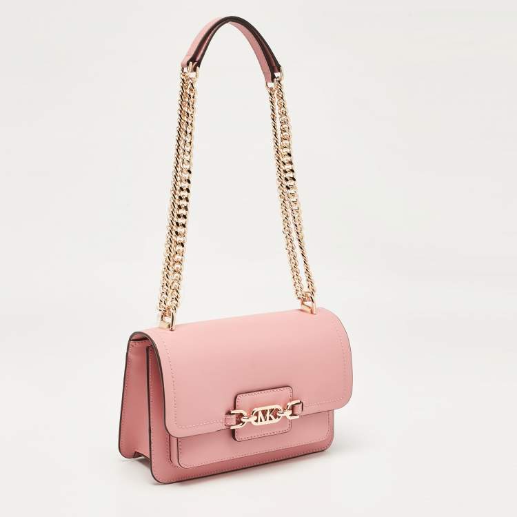 Pre Owned Michael Kors Pink Leather Large Heather Shoulder Bag