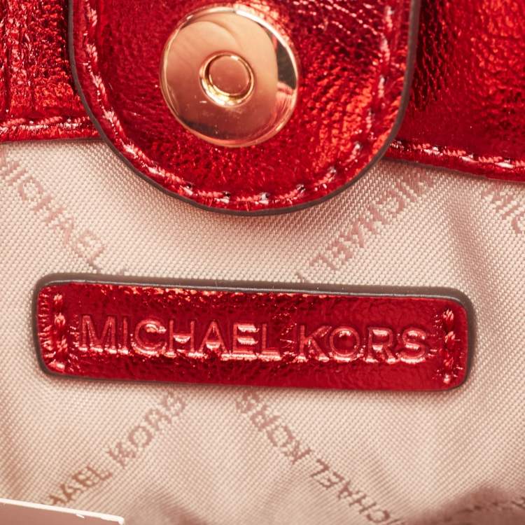 Pre Owned Michael Kors Red Glossy Leather XS Mercer Tote