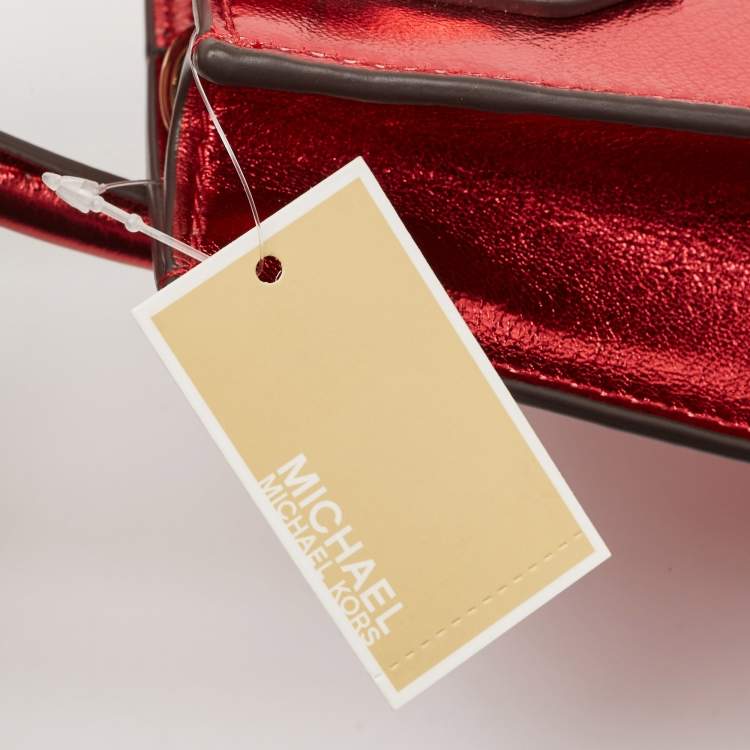 Pre Owned Michael Kors Red Glossy Leather XS Mercer Tote