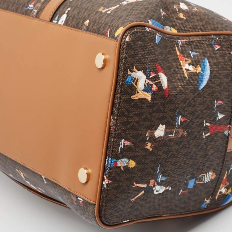Pre Owned Michael Kors Multicolor Coated Canvas Faux Leather Duffel Bags