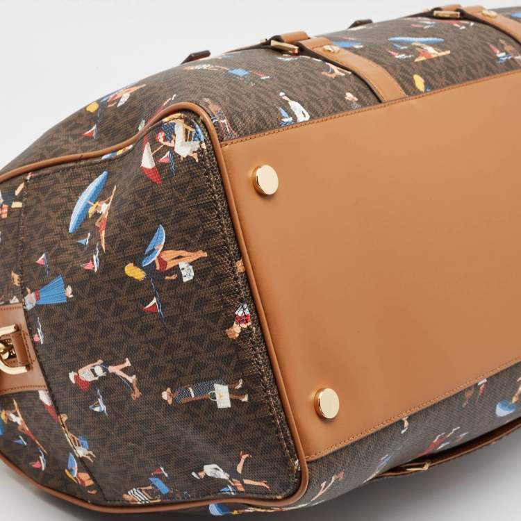 Pre Owned Michael Kors Multicolor Coated Canvas Faux Leather Duffel Bags