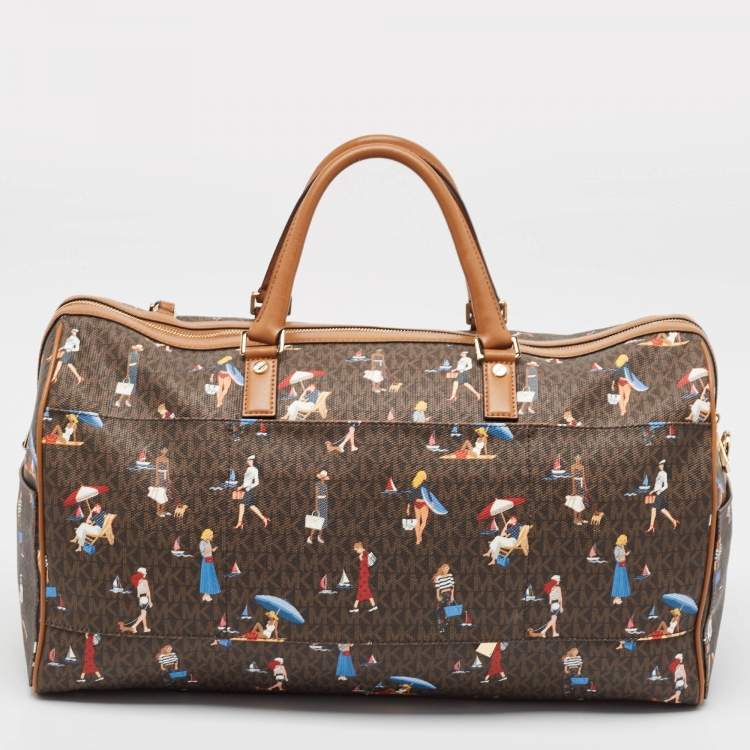 Pre Owned Michael Kors Multicolor Coated Canvas Faux Leather Duffel Bags