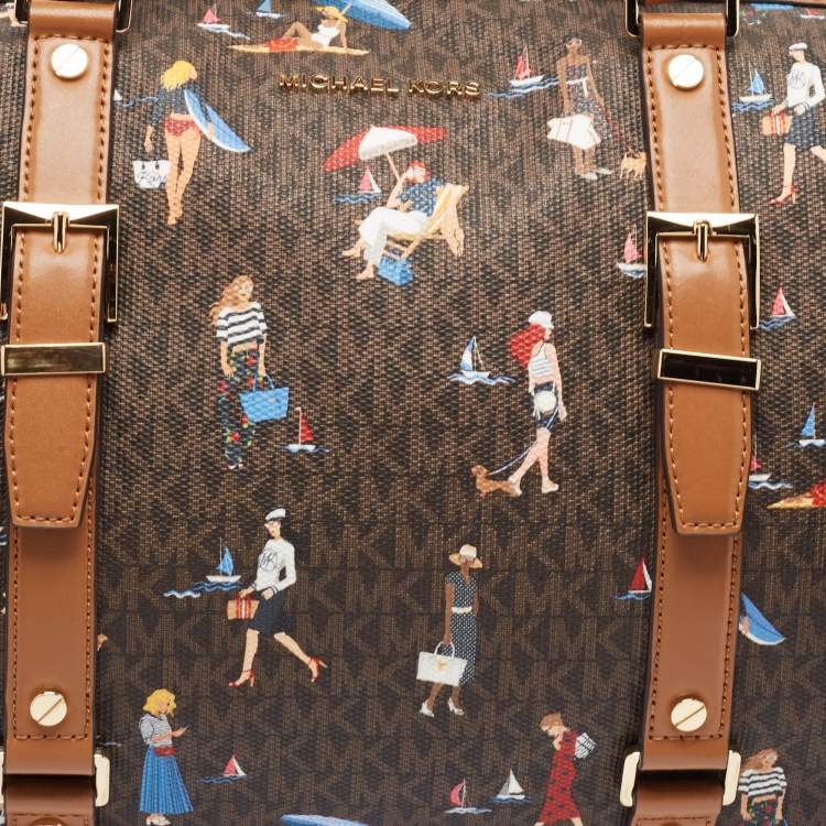 Pre Owned Michael Kors Multicolor Coated Canvas Faux Leather Duffel Bags