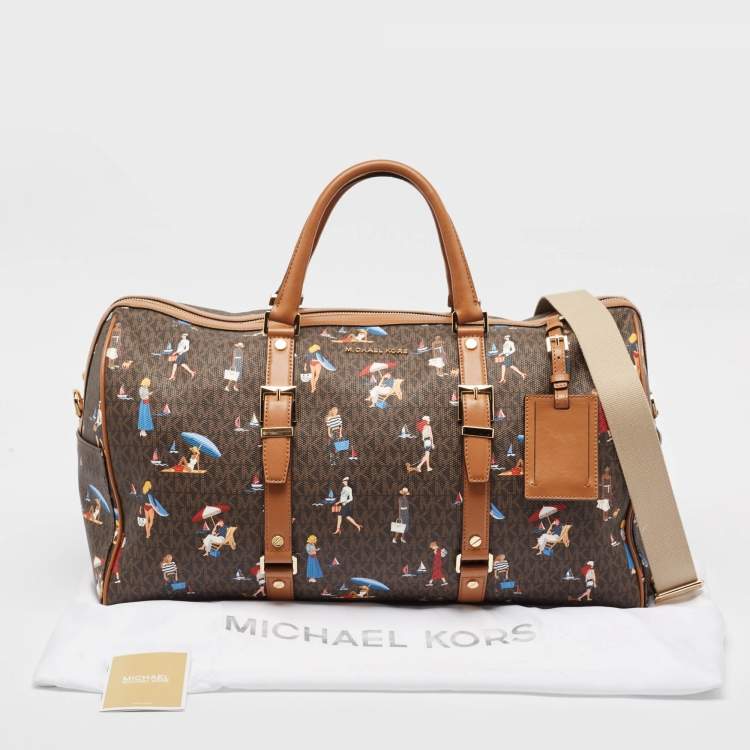 Pre Owned Michael Kors Multicolor Coated Canvas Faux Leather Duffel Bags
