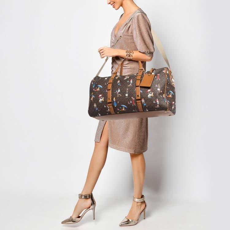 Pre Owned Michael Kors Multicolor Coated Canvas Faux Leather Duffel Bags