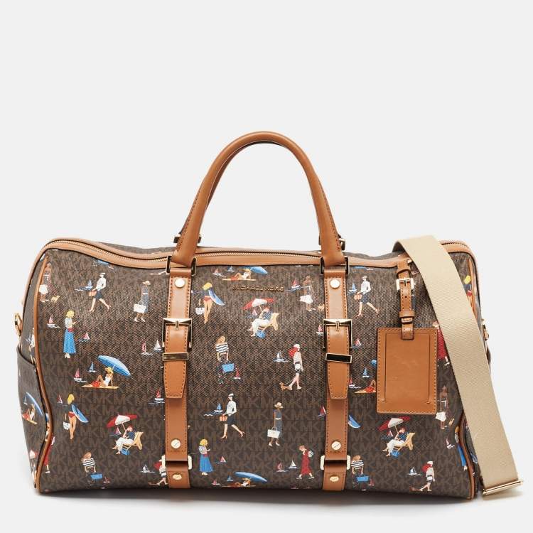 Pre Owned Michael Kors Multicolor Coated Canvas Faux Leather Duffel Bags