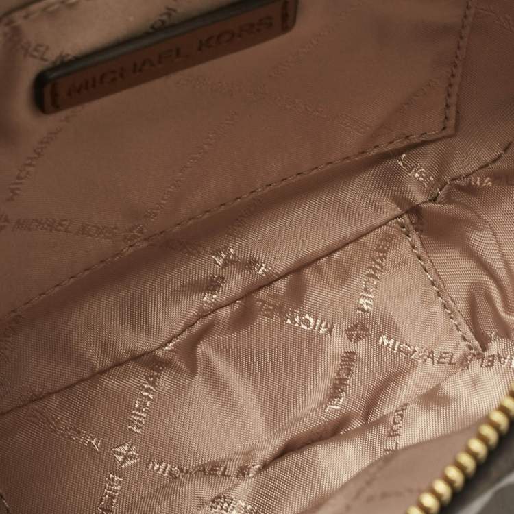 Pre Owned Michael Kors Brown Signature Coated Canvas Small Dover Crossbody Bag