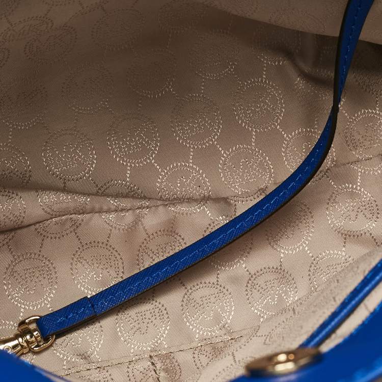 Pre Owned Michael Kors Blue Leather East/West Hamilton Tote