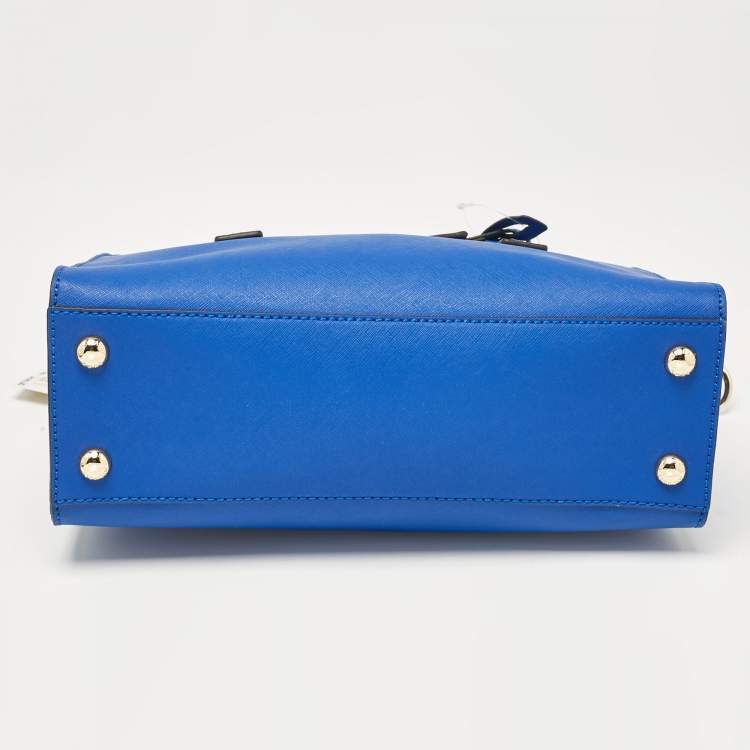 Pre Owned Michael Kors Blue Leather East/West Hamilton Tote