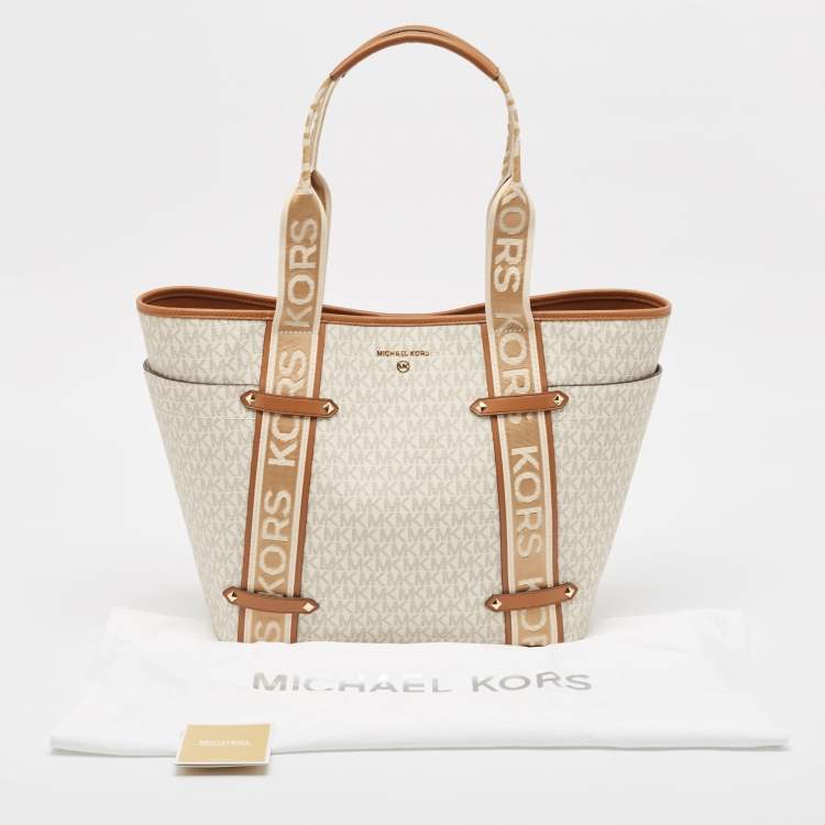 Pre Owned Michael Kors Grey Coated Canvas Faux Leather Large Shopper Tote