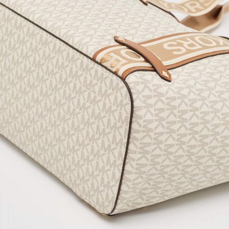 Pre Owned Michael Kors Grey Coated Canvas Faux Leather Large Shopper Tote