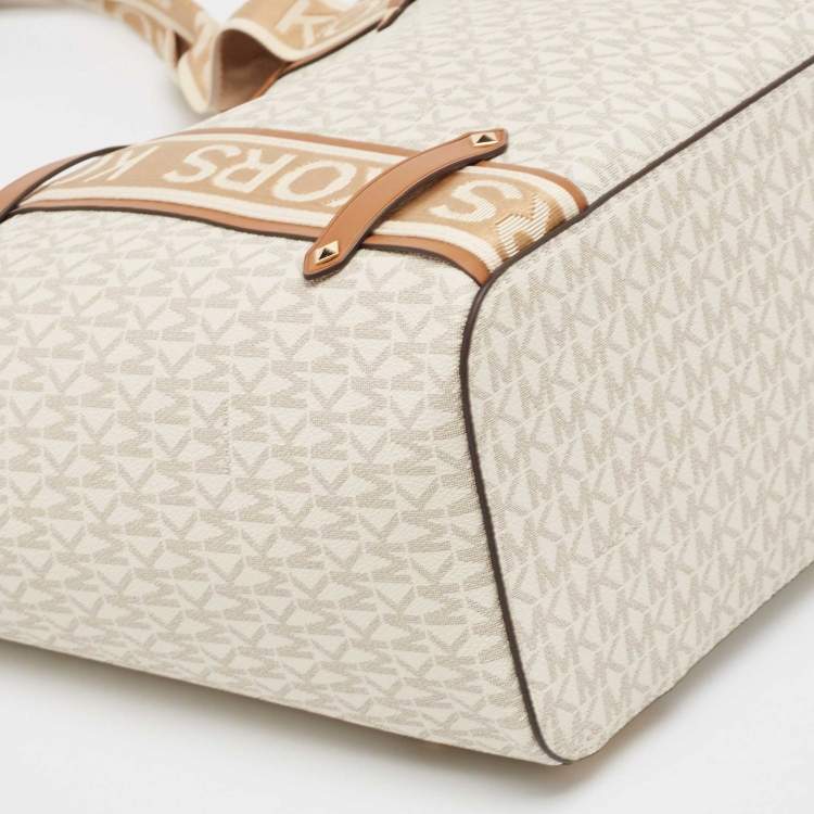 Pre Owned Michael Kors Grey Coated Canvas Faux Leather Large Shopper Tote